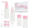 BNPHSIN Travel Bottles for Toiletries, Silicone Travel Bottles for Toiletries, Leak Proof Refillable Squeezable with Clear Toiletries Bag for Cosmetic Shampoo Lotion Makeup Shower Hand Soap