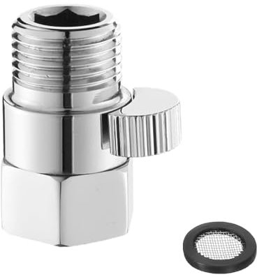 Shower Shut Off Valve, G1/2 Brass Shower Water Restriction Valve Universal Shower Head Flow Control Valve for Handheld Shower, Bidet Sprayer (Chrome)