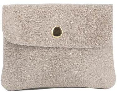Petit Porte-Monnaie Cartes Femme Cuir Suédé Grainé - Portefeuille Compact Multi-Fonctionnel- Élégant Pratique - Beige Court