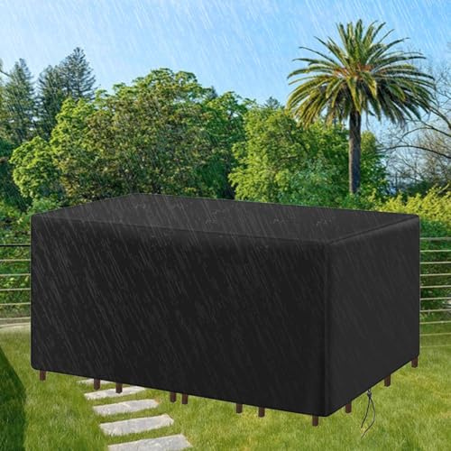 AUWUUA Abdeckplane für Gartenmöbel 140x90x60cm/LxWxH wasserdichte Schutzhülle Gartentisch, Lounge Abdeckung, Staubfest Anti- UV Reißfest Abdeckplane für Rattanmöbel, Terrassenmöbel, Schwarz