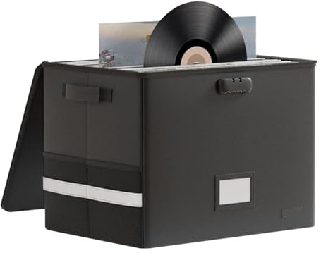 Caisses De Rangement Pour Disques - Résistante Au Feu Et À L'eau Organisateur De Disques - Grande Capacité Pour Accessoires Platine Vinyle Et Objets De Valeur - Sac De Transport Et Range-Documents