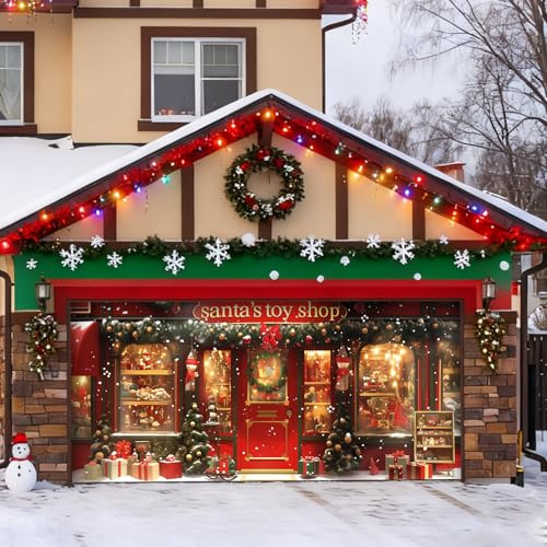 Weihnachtstür Deko Weihnachts-Garagentor-Banner, große hängende Türabdeckung, Weihnachts-Garagentor-Wand-Hintergrund-Dekoration, Outdoor-Feiertagsdekoration (Stil 3)