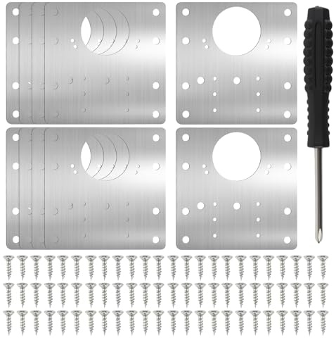10 Pcs Plaque Reparation Charniere Porte Lourde | 9 x 9 cm Plaques de Réparation en Acier Inoxydable pour charnière porte placard tiroirs cuisine armoire, avec vis