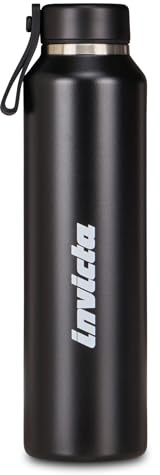 Invicta Borraccia Termica Slim Plain, Nero, 480 ml, Acciaio Inox, Bpa free, Mantenimento temperatura caldo 12h freddo 24h, Accessori, Ragazzo, Ragazza, Scuola, Sport