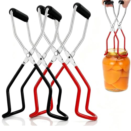2 Stück Einmachglas Heber, Einkochen Küchenzange, Zange für Heißluftfritteuse, Anti-Hot Dish Gripper,Zange Edelstahl Rutschfeste für Moving, Plate, Schalen,Tray Topf (Mehrfarbig 1)