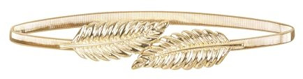BlackButterfly Metallic Elastische Dehnbare Kette Blatt Gürtel (Gold, M)