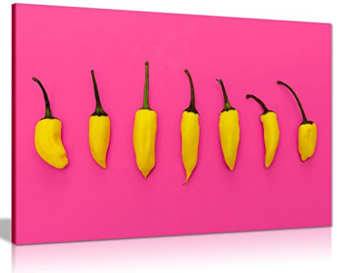 Pink Abstract Contemporary Chillies Kitchen Canvas Wall Art Picture Print (12x8)
