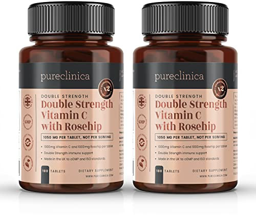 Vitamina C con Rosa Canina- 2000mg (1000mg di Vit C e 1000mg di estratto di rosa canina) x 360 Compresse