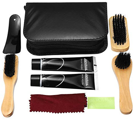 MASUNN 7 En 1 Chaussures Polonais Outils Kit Botte Soins Cuir Artisanat Shine Nettoyage Brosses Ensemble Outil