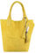 Made IN Italy Damen XXL Leder Tasche Wildleder Shopper Schultertasche Schmucktasche Hellgelb