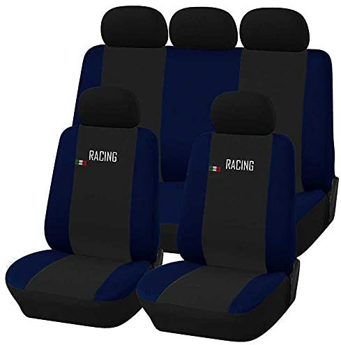 Universal-Sitzbezüge-Set für Autositze, kompatibel mit aibarg, hergestellt in Italien, Set Universal (Dunkelblau)