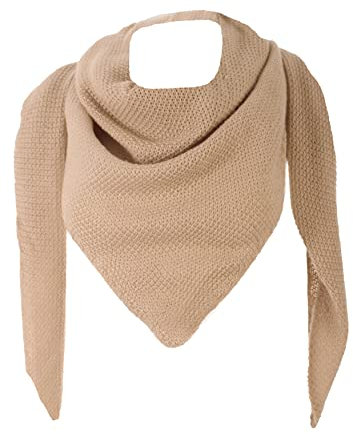 FASHION YOU WANT Damen XXL Strick Dreieck Schal mit Reiskorn Strickmuster in Unifarben, Schal, Leichtes Tuch (schlamm)