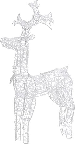 vidaXL Rentiere Weihnachtsdekoration 2 Stk., Beleuchtet Weihnachtsfigur, Weihnachtsdeko Weihnachtsbeleuchtung für Innen Außen, Acryl