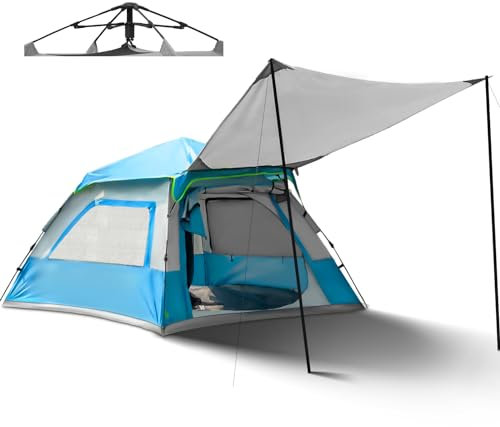 Overmont Automática Tienda de Campaña con Lona, 3-4 Personas Portátil Ultraligera Carpa - Fácil instalación Protección UV Impermeable Cortaviento - para Familiar Camping Senderismo Playa