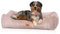 Knuffelwuff Hundebett aus Cord mit handgewebtem Charakter Olivia M-L, 85 x 63 cm, Rosa, Abnehmbarer Bezug, waschbar, für große, mittlere und kleine Hunde