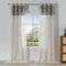 MYSKY HOME Vorhänge und Gardinen Wohnzimmer Gardine mit Ösen Vorhang Blattmuster Leinenoptik Boho 2 Stücke Halbtransparent Beige Voile Curtains for kinderzimmer, H 245 x B 140 cm, Grau