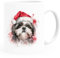SpecialMe® Tasse Hunde-Motiv Weihnachten Weihnachtsmütze lustig Hunderassen Geschenk Hundebesitzer Aquarell Shih Tzu weiß standard
