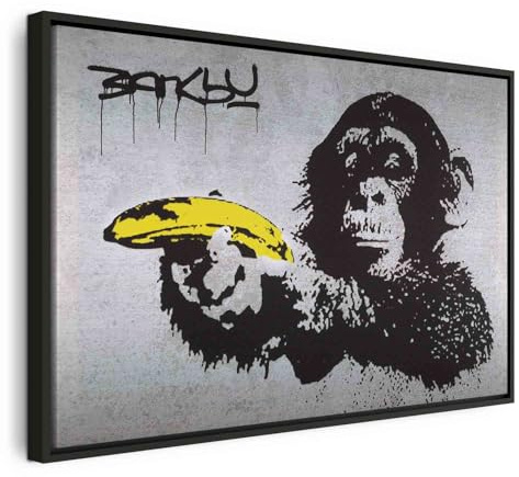 B&D XXL - Leinwandbild mit bananen Pistole, 60x40 cm, Schlafzimmer, modern | Hochwertige Leinwand, sofort aufhängbar, ideal fürs Wohn- oder Schlafzimmer, wasserfest und lichtecht, langlebig, stilvoll
