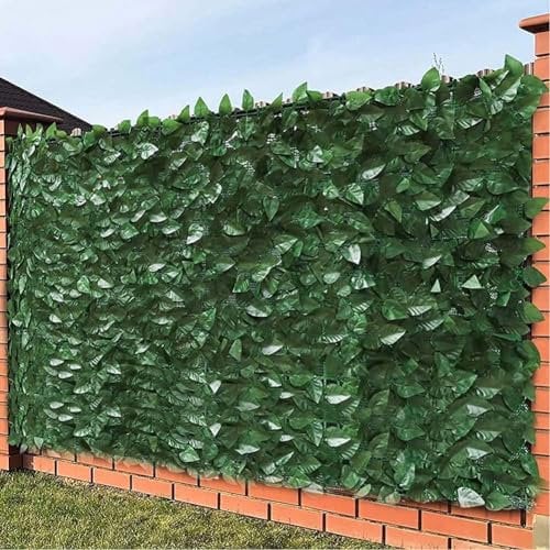 BAKAJI Siepe Artificiale Sintetica, Rotolo Rete Frangivista Frangivento Ornamentale con Foglie Edera Finta Anticaduta per Ringhiera, Terrazzo, Balcone, Giardino, Esterno, Verde Scuro (1.5 x 3 Metri)