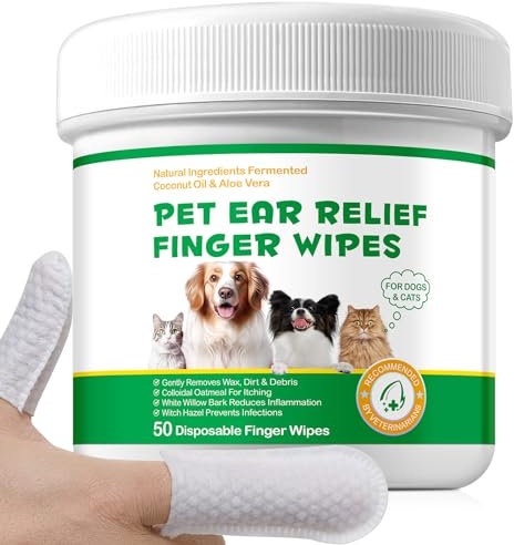 Lingettes pour Oreilles de Chien, Lingettes Biodégradables pour Chiens, Douces et Efficaces, Lingettes pour Oreilles de Chien pour Le Nettoyage des Oreilles, pour Chats et Chiens