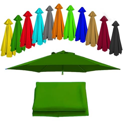 Lona de recambio para sombrilla tela de repuesto para sombrilla de 3.0 Metros y 6 Brazos, Cubierta de Repuesto para sombrilla de patio, Toldo de repuesto - Lona de poliéster - Protección UV(Color:Gree