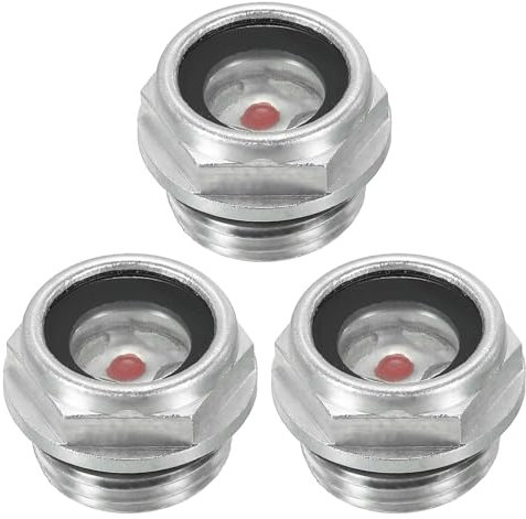 PATIKIL Air Compressor Oil Sight Glass, 3 Pack M18x1.5 Male Thread Aluminum Alloy Oil Liquid Level Gauge Air Compressor Parts with O-Ring