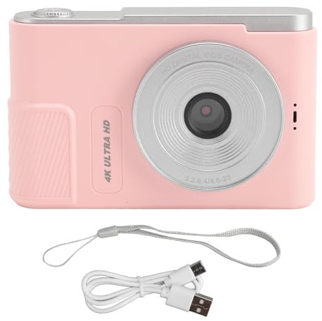 Digital Camera, 4K Kids Camera 48MP 8X Zoom Digital Video Camera with 2.4in Screen, Anti Shake, Compact Small Camera (Pink)