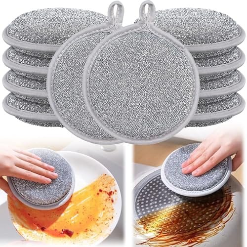 Putzlappen Spültücher, 10 Stück Multipurpose Wire Dishwashing Rags, Mehrzweck Geschirrspüllappen aus Draht, Doppelschicht Kratzfestes Wire Dishwashing Rags für Nass und Trocken, Wiederverwendbar