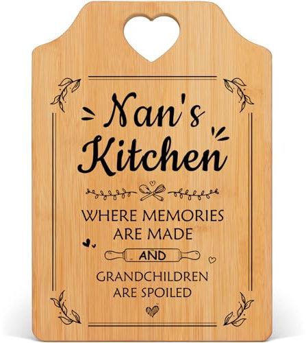 SECOGM Nan Gifts, Christmas Gifts for Nan, Nan Gifts for Birthday from Grandchildren, Handmade Bamboo Chopping Board, Kitchen Presents for Nan on Christmas Birthday Mothers Day