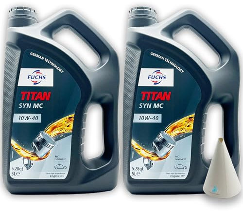 10 L Fuchs Titan Syn Mc | 10W-40 | kompatibel mit | MB229.3 | VW 501 01 / VW 505 00 | PSA B71 2300 | RN0700 / RN0710 | Motoröl | Ölwechsel | Öl | mit Trichter