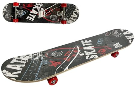 Skateboard für Kinder und Jugendliche, 80 cm, Skateboard für Kinder, aus Holz, komplette Dekoration vorne und hinten, verschiedene Farben, zufällige Farbe