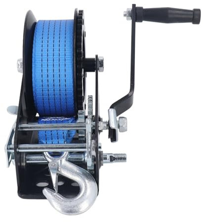 ANGGREK Capacité de 1450 Kg Capacité à Main Treuil avec Un Treuil de Bateau à Courroie 10 M pour Un Bateau Remorque Garage d'atelier, Système Crochet et Cliquet sécurisé, Facile Utiliser, Structure