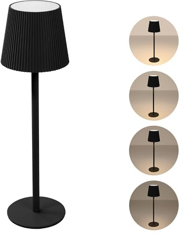ML-Design LED Tischlampe kabellos mit Touch, Schwarz, Ø10x36 cm, Dimmbare Nachttischlampe 4 Stufen, Warmweißes Licht, Akku Tischleuchte USB-C, Schreibtischlampe Leselampe, LED Lampe Wiederaufladbar