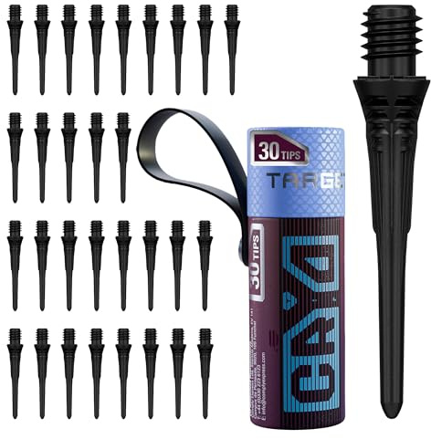 Target Darts Cryo Punta Morbida Punto Multipack Set di 30 Punte, Bianco/Nero | Confezione di Punte, Accessori Professionali per Freccette, Punte di Ricambio in Plastica, Filettatura 2BA