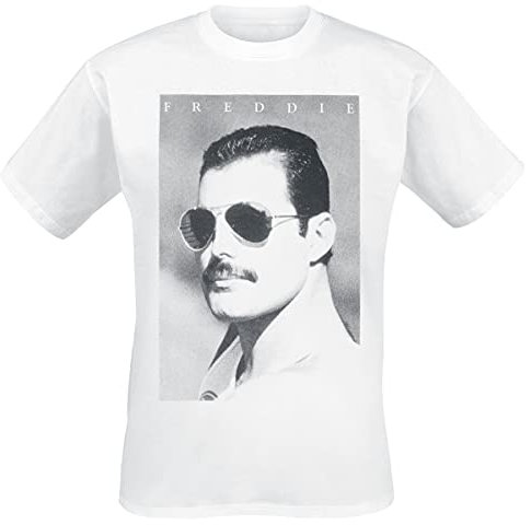 Queen Freddie Mercury - Sunglasses Homme T-Shirt Manches Courtes Blanc L