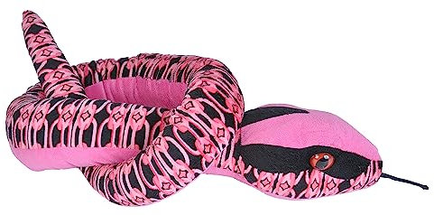 Wild Republic Plush Snake Liens Rose, Peluche Serpent, Animal en Peluche 137 cm, Idée Cadeau de Naissance Fille ou Garçon, Jouet Écologique, Rembourré de Bouteilles Recyclées