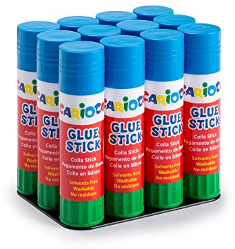 Carioca Colla Stick 12 Pezzi, Set di Colla per Bambini Sicura e Affidabile, Colla per Lavoretti e Fai da Te, per Uso Scuola e Ufficio, Senza Solventi, Lavaiìbile, Non Lascia Residui, 12 Stick x 20 g