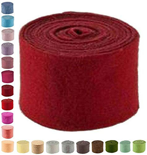 Hochwertiger & Widerstandsfähiger Filz – Breite 15cm / Länge 5m - Topfband/Bastelfilz/Wollfilz – Große Farbauswahl – Dehnbar & Druckelastisch – Tischdekoration Ostern/Weihnachten (Rot)