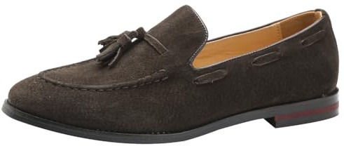 rismart Uomo Fatto a Mano Nappe Mocassini Scamosciato Scivolare su Formale Loafers Scarpe
