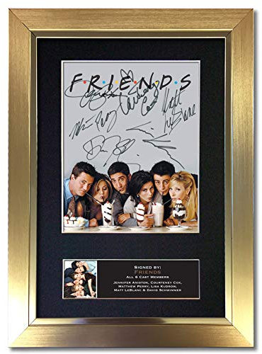 #819 FRIENDS TOP USA TV SHOW Signed Autograph Mounted Photo Reproduction PRINT A4 Rare Perfect Birthday (297 x 210mm) (Gold Frame)