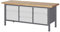 STIER Höhenverstellbare Werkbank Premium, 5 Schubladen und 2 Türen, 200x70x84-104cm, Stahl und Buche