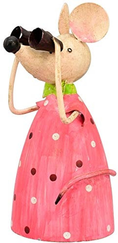 Gwenys Haus Gartenfigur Zaunhocker Maus Fernglas