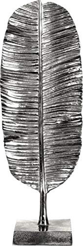 matrasa Dekofeder BZW Dekoblatt auf Sockel Aluguss - 15x11x45cm Blatt Silber Metallfeder Metalblatt Deko