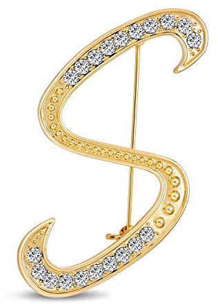 Großes Statement Abc Pave Crystal Cursive Script Monogramm Buchstaben Alphabet Initiale S Schal Revers Pin Brosche Für Frauen Gelbgold Plattiert