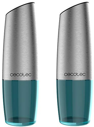 Cecotec Molinillos de Especias Eléctrico InstantMill Gravity Duo. Cuerpos de Acero Inoxidable con función gravity, Amoladora Cerámica, Molienda Ajustable, Ventanas de acrílico, Luz LED, 2 Uds