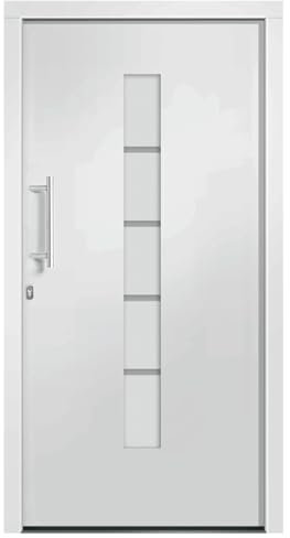 vidaXL Eingangstür Haustür Wohnungstür Nebeneingangstür Außentür Tür Kellertür Mehrzwecktür Schlüsselsatz Alu Aluminium PVC Weiß 100x200cm
