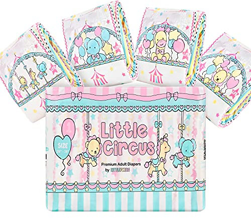 LittleForBig Erwachsene Bedruckte Windel 10 Stück - Kleiner Zirkus (Medium 71-96 cm)
