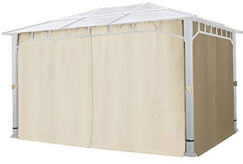 TOOLPORT 4 Seitenteile für Gartenpavillon Sunset Deluxe 3x4 m - Polyester ca. 180 g/m² - mit Reißverschluss - Champagner