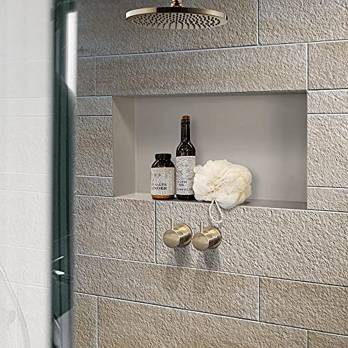 Saxoboard Wandnische Dusche Edelstahl, Duschnische Bad 60x30x10 cm - Lichtgrau RAL 7035 (Farbe wählbar) + Flexibler Einbau