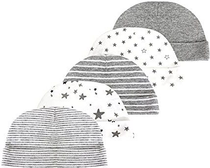 Baby Fäustlinge, Neugeborenes Set 5 Paar Fäustlinge für Babys, Jungen, Mädchen, Alter 0-6 Monate, 100% Baumwolle (6 Monate, Grau hat)